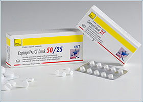 კაპტოპრილი+ჰქთ დენკი 50/25 / Captopril+HCT Denk 50/25