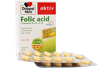 დოპელჰერც აქტივი ფოლის მჟავა +ვიტამინები B6+B12+C+E / DoppelHerz Activ Folic Acid + Vitamins B6+ B12+C+E
